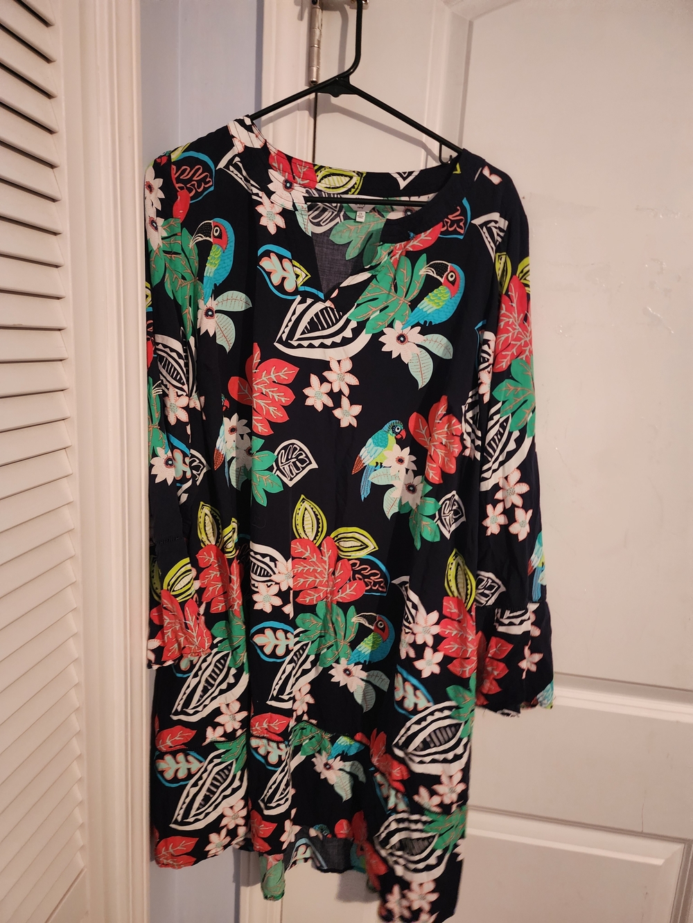 crown & ivy Navy Tropical Floral Tunic Dress